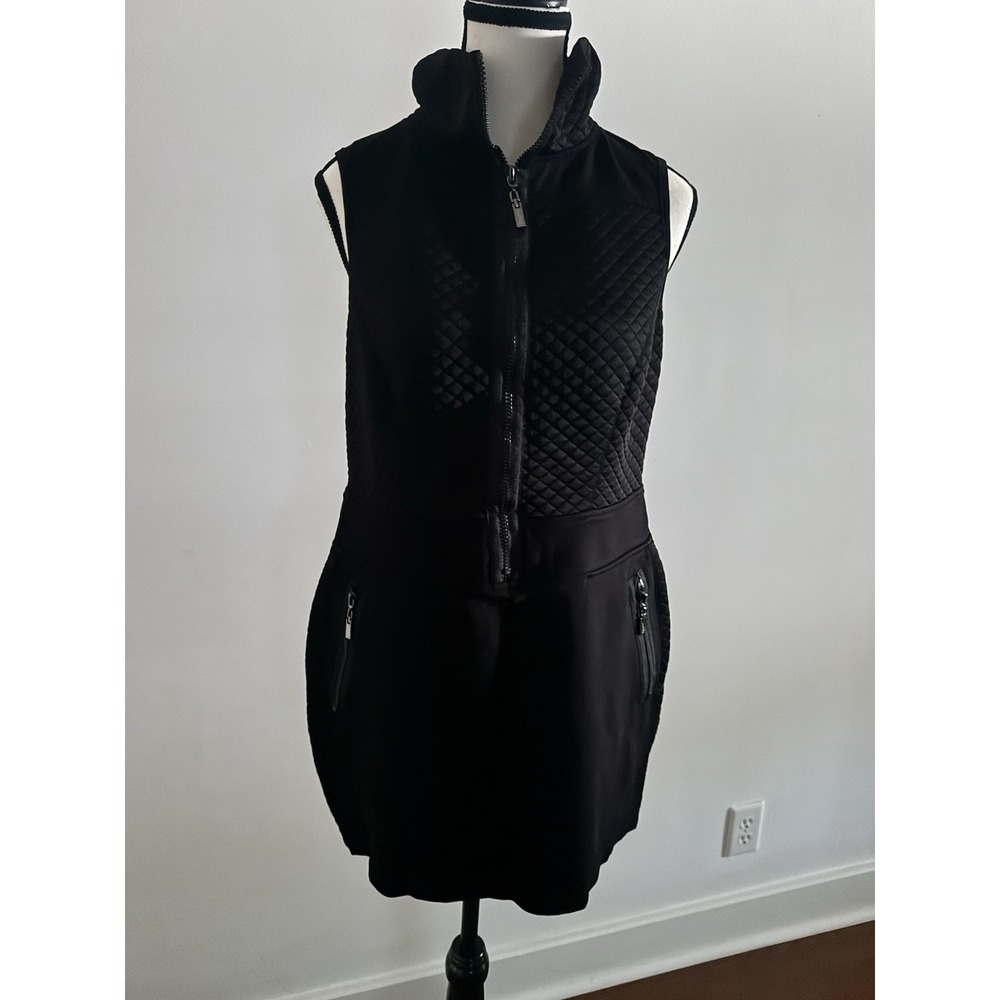 Joseph Ribkoff Black Quilted Zip Front Vest Sporty Dress Tunic Size 10
